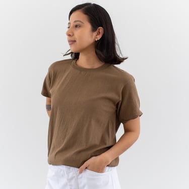 Vintage Crew Neck Brown T-Shirt | 100% Cotton | Army Brown Tee | Nude Tee | S | BT019 