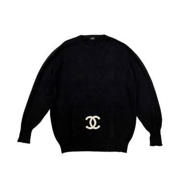 Chanel Black Logo Pocket Sweater