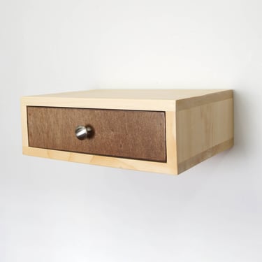 Floating Nightstand with 1 Drawer and round knob - Raw 