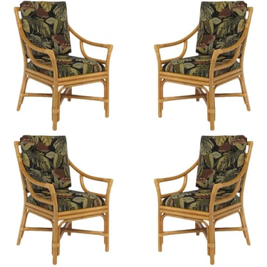 Single Strand Ring Back "Concord" Chair Rattan Dining Armchair, Set of 4 