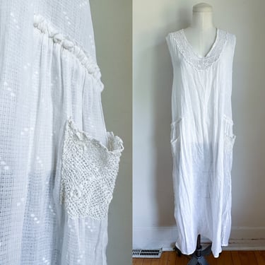 Vintage 1920s Sheer Cotton Dress / M 