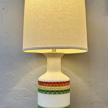 Mid Century Table Lamp with Multi Color Stripes