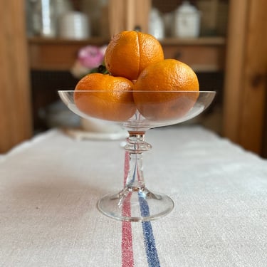 Beauty vintage French clear glass fruit bowl, Compotier-FB 