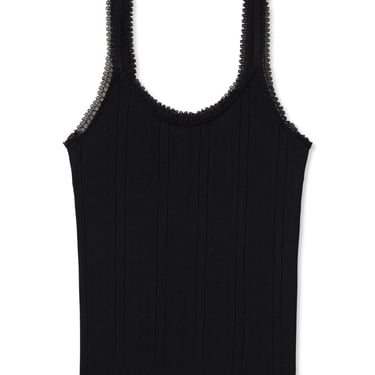 Long Classic Frilly Tank - Black