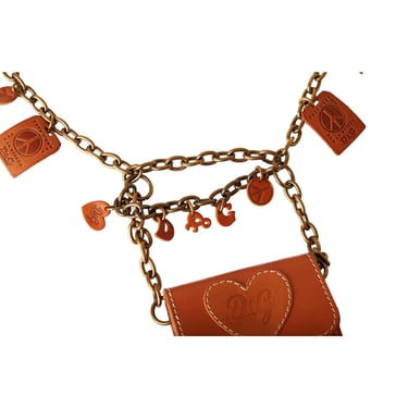 Dolce & Gabbana Brown Leather Charm Belt-Bag