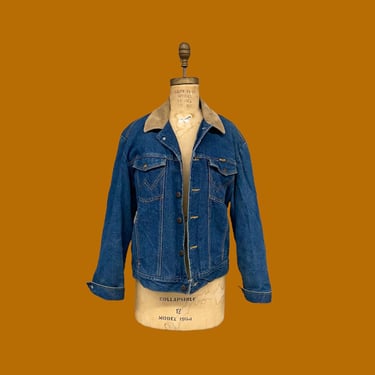 Vintage Wrangler Denim Jacket Retro 1980s Authentic Western Wear + Size 40 + 74260PW + Blanket Lined + Prewashed Indigo + Unisex Apparel 
