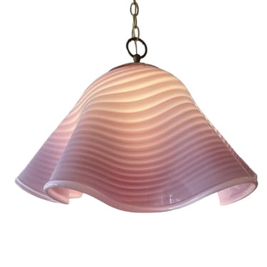 Vintage 1980s Mid Century Modern Murano Fazzoletto Handkerchief  Hanging Lamp 