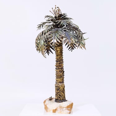 Curtis Jere Style Mid Century Brass Palm Tree Sculpture - mcm 