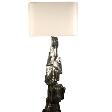 Mid Century Modern Monumental X-Large Tempestini Cubist Aluminum Lamp 