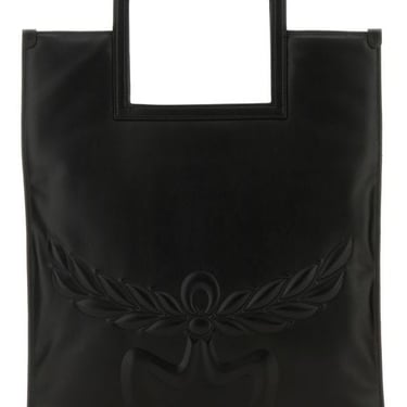 Mcm Woman Black Nappa Leather Aren Shopping Bag