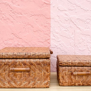 Pair of Woven Rattan Boxes