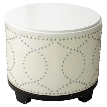 Modern Studded Lacquered Wood Storage Stool