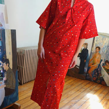 1960s-70s Red Polka Dot House Dress 