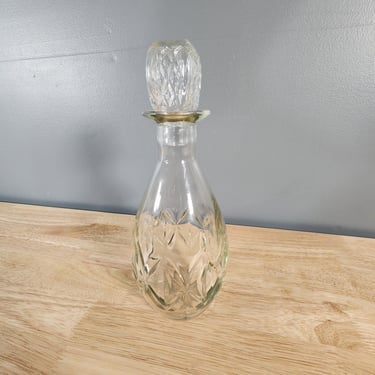 Vintage Clear Glass Liquor Bottle 10.5" Tall 
