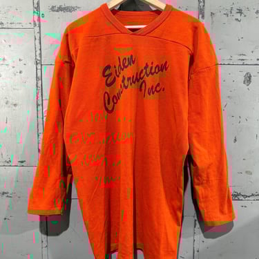 Vintage 80s Russell football Shirt Orange tshirt 3/4 sleeve athletic 