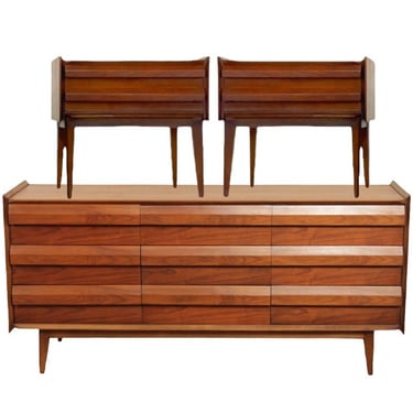 Free Shipping Within US - Vintage Mid Century Modern Dresser Drawer Lane Bedroom Set 