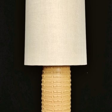 Affiliated Craftsman stoneware lamp with Linen shade by Bob Kinzie