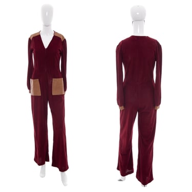 1970's Gay Gibson Maroon Corduroy Jumpsuit Size M