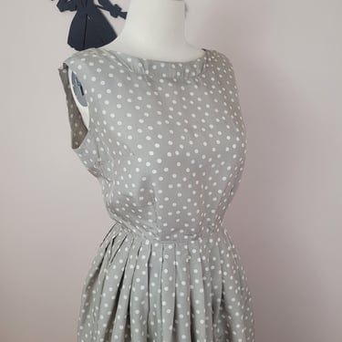 Vintage 1950's Cocktail Dress / 50s Silk Circle Dot Print Dress 