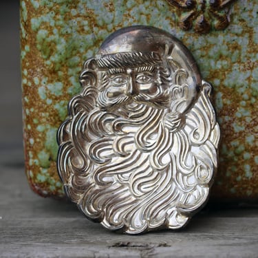 Vintage Pewter Santa Plate/Bowl Serving Dish Hecho en Mexico 1990s Trinket Dish 