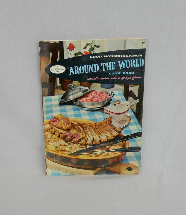 Good Housekeeping's Around the World Cook Book (1958) - Small Pamphlet - Mid Century MCM Recipes Illustrations - Vintage Cook Book Cookbook 