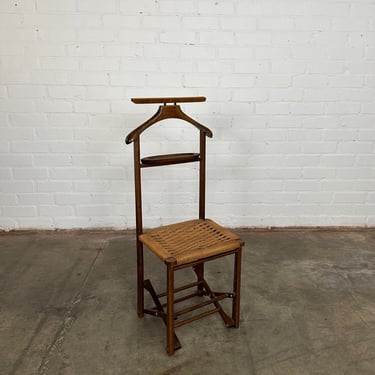 Mid-Century Italian Style Collapsible Valet With woven seat 