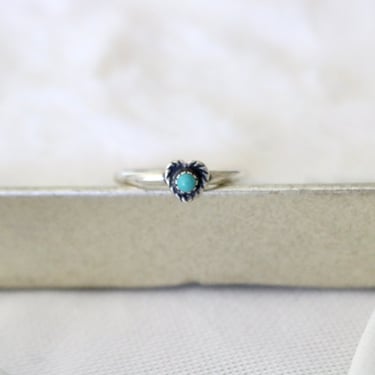 sterling + turquoise micro heart ring 6.5 