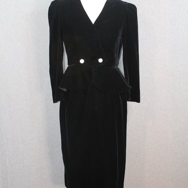 1980s Black Velvet Suit Set by Stenay - Velvet Cocktail Jacket - Formal, Black Tie - Tuxedo Jacket - 