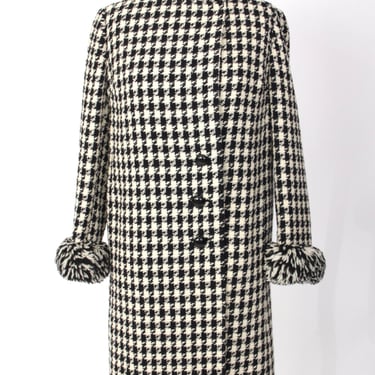 Bonwit Teller Houndstooth Fringe Coat