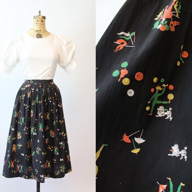 1950s CIRCUS poodle novelty print skirt medium | new spring summer 