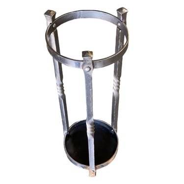 High Style Chromed Iron Art Deco Umbrella and Cane Holder Stand 