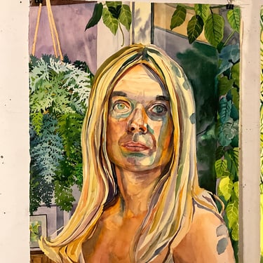 Self-Portrait (?), Watercolor, Patricia Tobacco Forrester