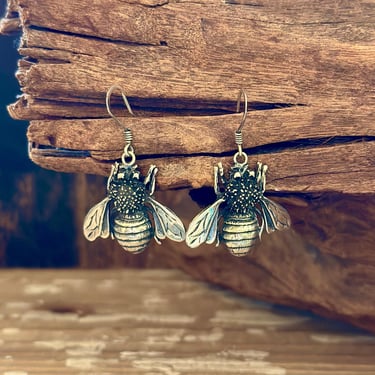 BIG BUMBLE BEES Sterling Silver Earrings | Insect Dangle Drop Earrings | Mexican Silver | Made in Mexico | Southwestern Jewelry 