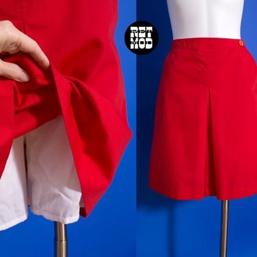 Cute Vintage 70s Red A-Line Mini Skirt with Built-In Shorts 