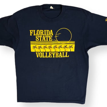 Vintage 80s Florida State University Volleyball Screen Stars Graphic T-Shirt Size Large 