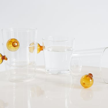 Amber Sphere Handled Glass 