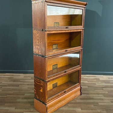 Antique Stackable Barristers Oak & Glass 4-Tier Bookcase by The Globe-Wernicke, c.1930’s 