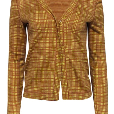 Marni - Yellow & Light Brown Plaid Button-Up Cotton Cardigan Sz 6