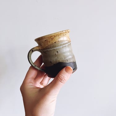 Vintage Speckled Stoneware Ceramic Small Handmade Mug 