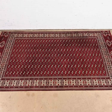 Vintage Hand-Knotted Tribal Persian Bokhara Room Size Rug
