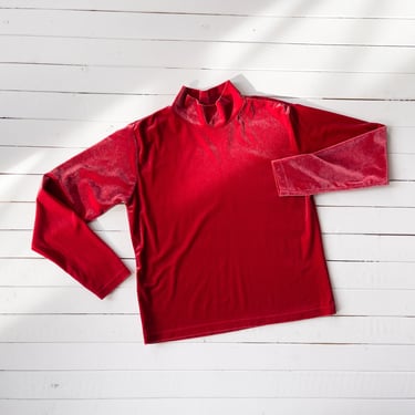 red velvet shirt 90s y2k vintage GAP stretchy mockneck long sleeve shirt 