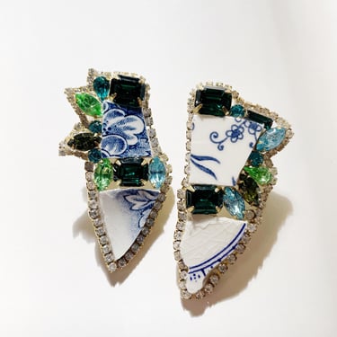 dreamy pieces ceramic rhinestone earrings 