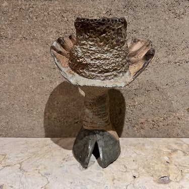 1970s Abstract Textured Hoof Sculpture Studio Art Pottery 