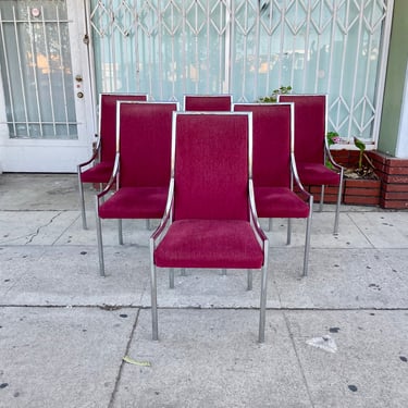 1960s Chrome Dining Chairs Styled After Milo Baughman Set of 6 