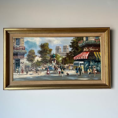60's Housien Vienna Street Scene Impressionist Oil Painting, Frame 