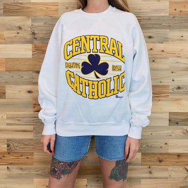 Vintage 80's Raglan Central Catholic School Sweatshirt 