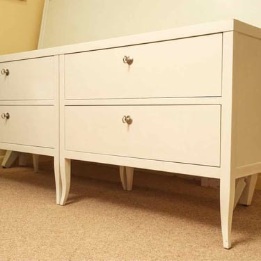Pair Of Tobi Fairley  For Woodbridge Inc Off White 2 Drawer Bedside  Chests