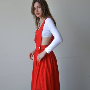 3061d / red convertible pinafore jumper dress 