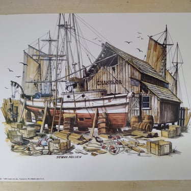 1991 Geme Art, Inc. Vancouver, WA - Lithograph - Chandler Fishing Boat Dry Dock No. NN24 by Steve Nelsen 
