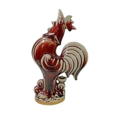 Oriental Red Color Glaze Ceramic Rooster Fengshui Deco Figure ws2742E 